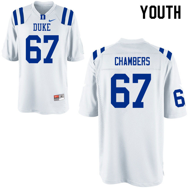 Youth #67 Rakavius Chambers Duke Blue Devils College Football Jerseys Sale-White - Click Image to Close